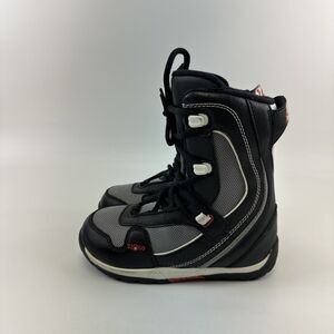 5150 Brigade Snowboard Boots Youth Black Faux Leather Lace Up Red Kids Size 3